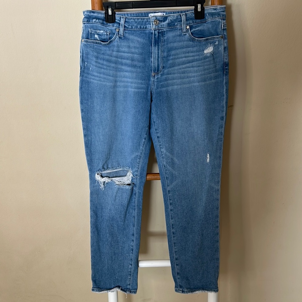 Paige size 31 Brigitte medium washed, distressed, denim, jeans, designer